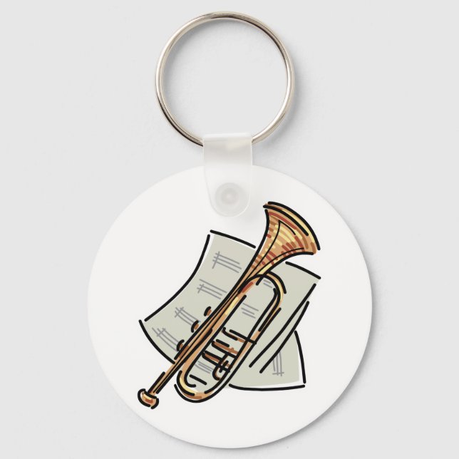 trumpet and sheet music keychain (Front)