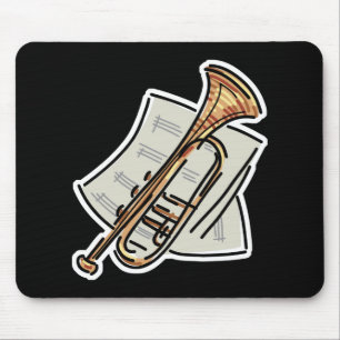 trumpet and sheet music mouse pad