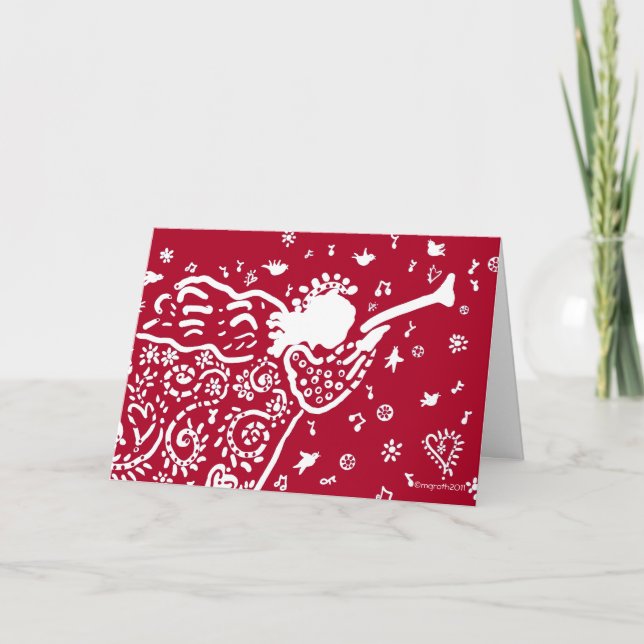 Trumpet angel holiday card (Front)