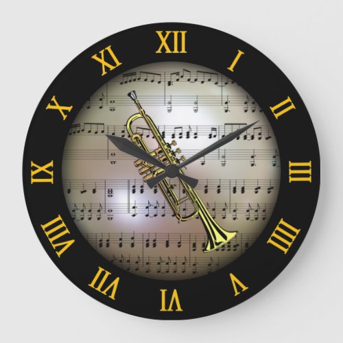 Trumpet  Background The Musical Planet   Large Clock