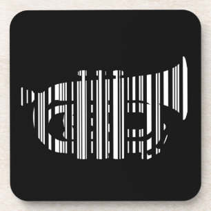 TRUMPET BAR CODE Music Barcode Pattern Design Beverage Coaster