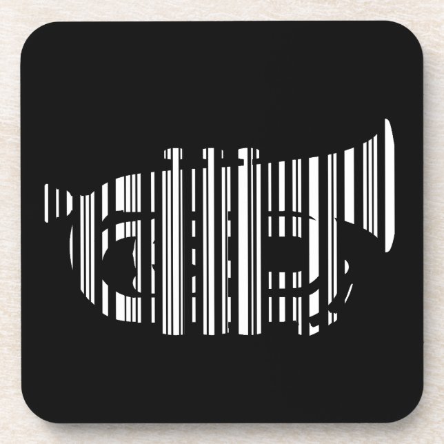 TRUMPET BAR CODE Music Barcode Pattern Design Beverage Coaster (Front)