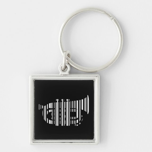 TRUMPET BAR CODE Music Barcode Pattern Design Keychain (Front)