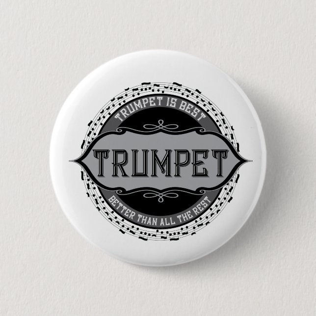 Trumpet Best Music Note Circle Button (Front)
