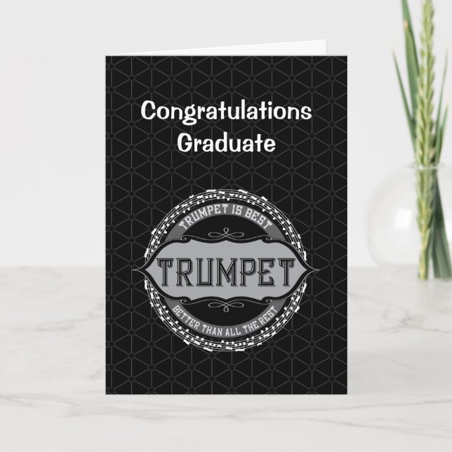 Trumpet Best Music Note Circle Graduation Card (Front)