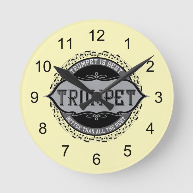 Trumpet Best Music Note Circle Round Clock (Front)
