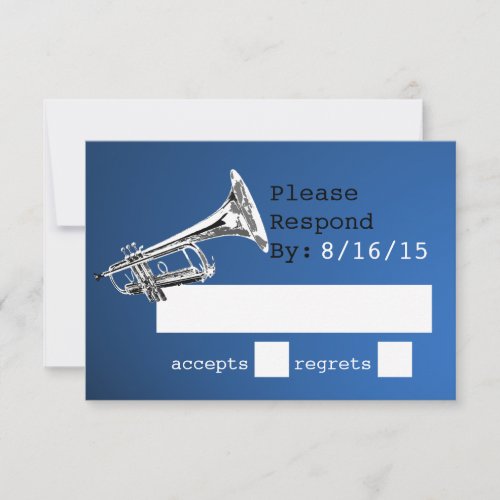 Trumpet Blue and Silver Response Custom Invites