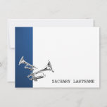 Trumpet Blue Silver Thank You Flat Card at Zazzle