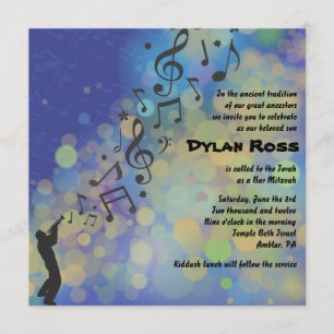 Trumpet Boy Bat Bar Mitzvah Invitation
