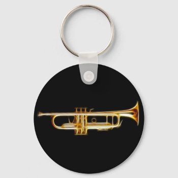 Trumpet Brass Horn Wind Musical Instrument Keychain by Aurora_Lux_Designs at Zazzle