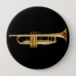 Trumpet Brass Horn Wind Musical Instrument Pinback Button at Zazzle