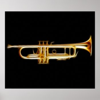 Trumpet Brass Horn Wind Musical Instrument Poster by Aurora_Lux_Designs at Zazzle
