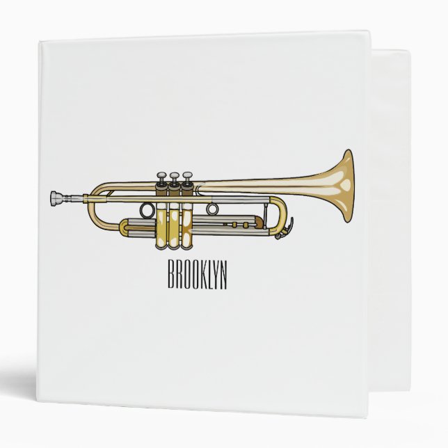 Trumpet cartoon illustration  3 ring binder (Front/Inside)