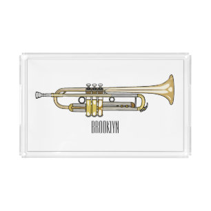Trumpet cartoon illustration acrylic tray
