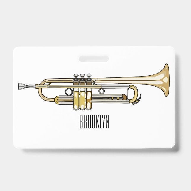 Trumpet cartoon illustration  badge (Front)