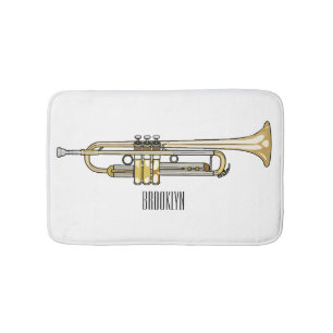 Trumpet cartoon illustration bath mat