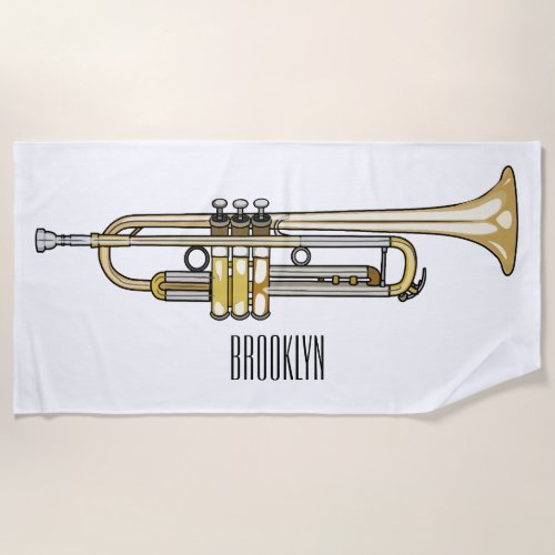 Trumpet cartoon illustration  beach towel