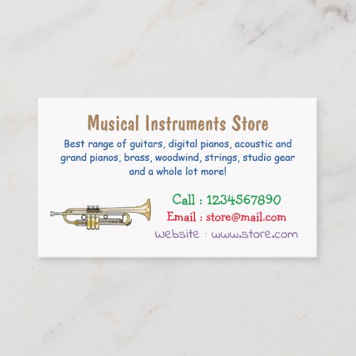 Trumpet cartoon illustration  business card