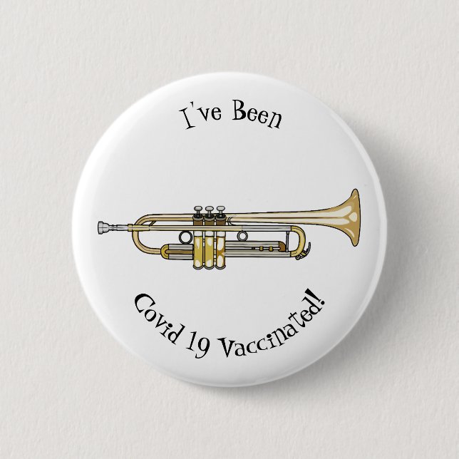 Trumpet cartoon illustration button (Front)