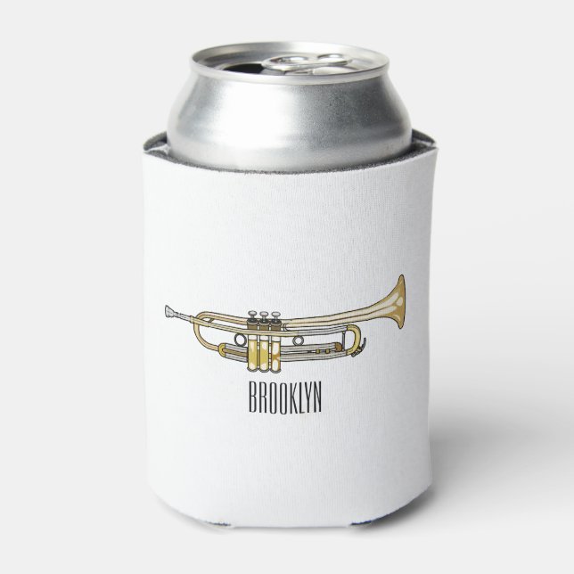 Trumpet cartoon illustration  can cooler (Can Front)
