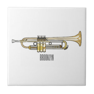 Trumpet cartoon illustration ceramic tile