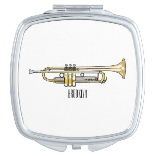 Trumpet cartoon illustration  compact mirror