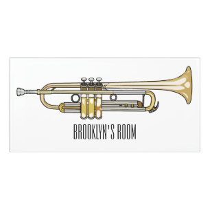 Trumpet cartoon illustration door sign