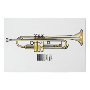 Trumpet cartoon illustration faux canvas print