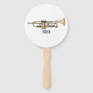 Trumpet cartoon illustration hand fan