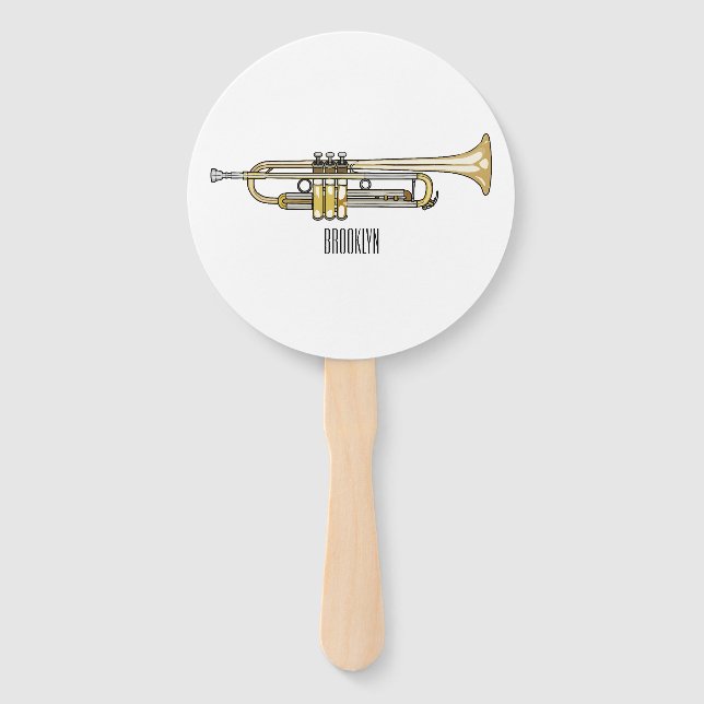 Trumpet cartoon illustration  hand fan (Front)