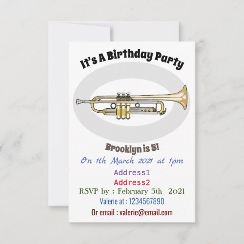 Trumpet cartoon illustration invitation