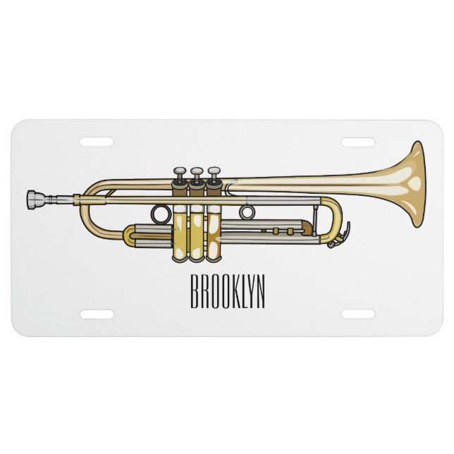 Trumpet cartoon illustration  license plate (Front)