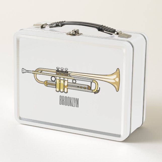 Trumpet cartoon illustration  metal lunch box (Front)