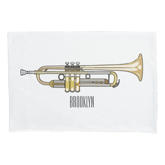 Trumpet cartoon illustration  pillow case (Front)