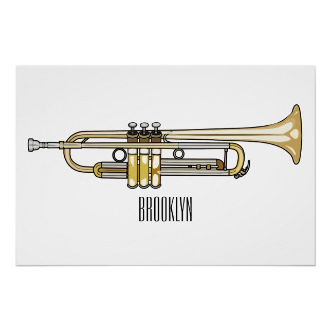 Trumpet cartoon illustration  poster (Front)