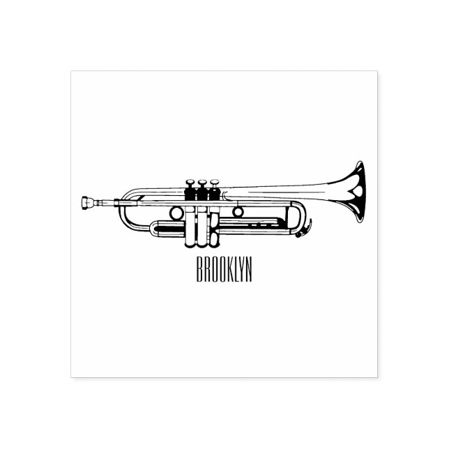 Trumpet cartoon illustration rubber stamp (Imprint)