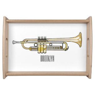 Trumpet cartoon illustration serving tray