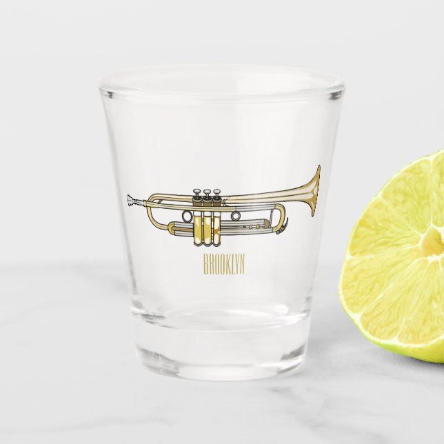 Trumpet cartoon illustration  shot glass (Front)