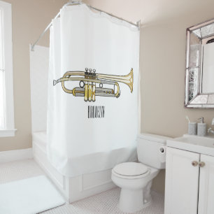 Trumpet cartoon illustration shower curtain