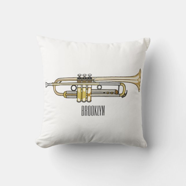 Trumpet cartoon illustration  throw pillow (Front)