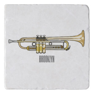 Trumpet cartoon illustration trivet