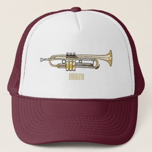 Trumpet cartoon illustration  trucker hat