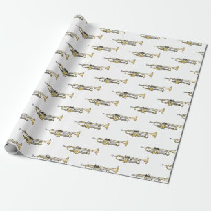 Trumpet cartoon illustration wrapping paper