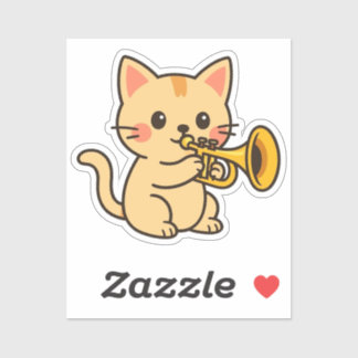 Trumpet Cat Music Art Sticker