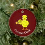 Trumpet Chick Ceramic Ornament
