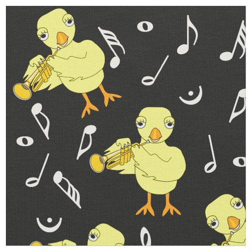 Trumpet Chick Music Notes  Fabric