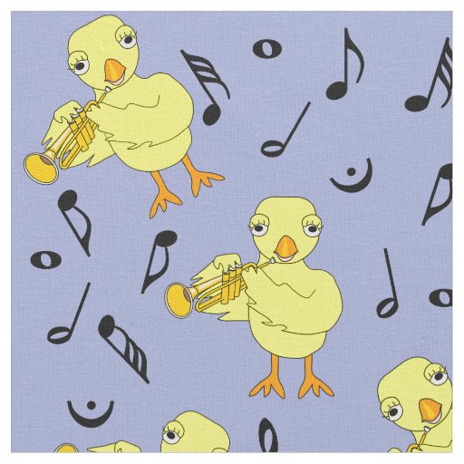 Trumpet Chick Music Notes  Fabric