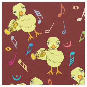Trumpet Chick Music Notes Fabric