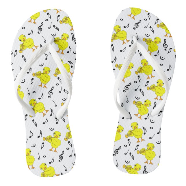Trumpet Chick Music Notes Flip Flops (Footbed)
