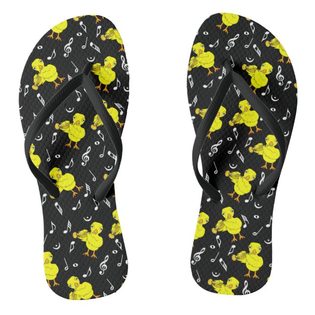 Trumpet Chick Music Notes Flip Flops (Footbed)